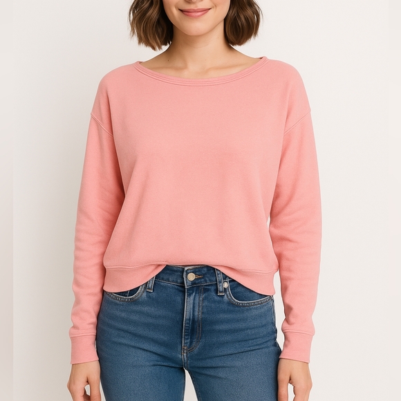 Sundry Tops - SUNDRY Sz S (1) Pink Pullover Stretch Oversized Boat Neck Sweatshirt Comfort